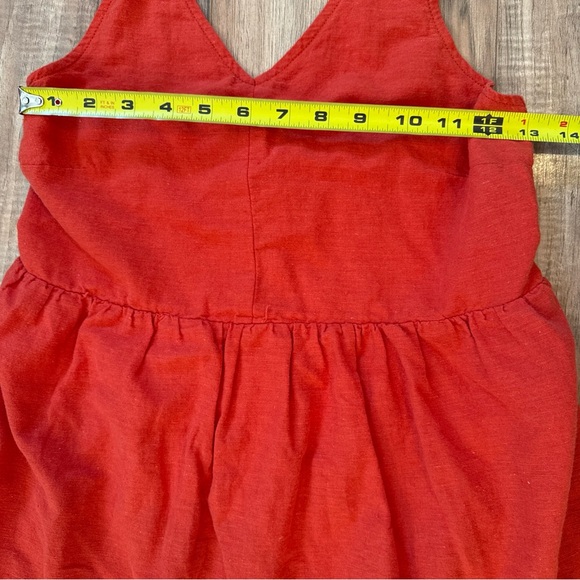 American Eagle Orange/Red V-Neck Halter Dress Tiered Layered Cotton Linen Size M - Picture 9 of 13